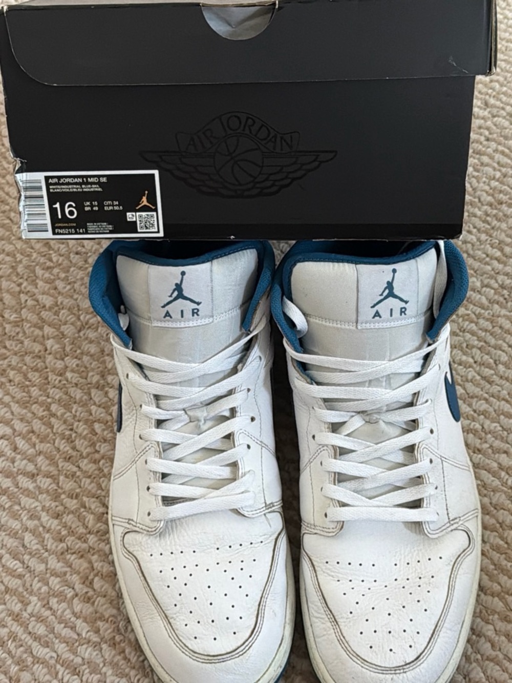 Jordan Men’s Sneakers - White/Teal Accents